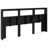 Headboard Black Oak 200 x 17 x 102 cm Engineered Wood