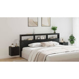 Headboard Black Oak 220 x 17 x 102 cm Engineered Wood - Low Angle