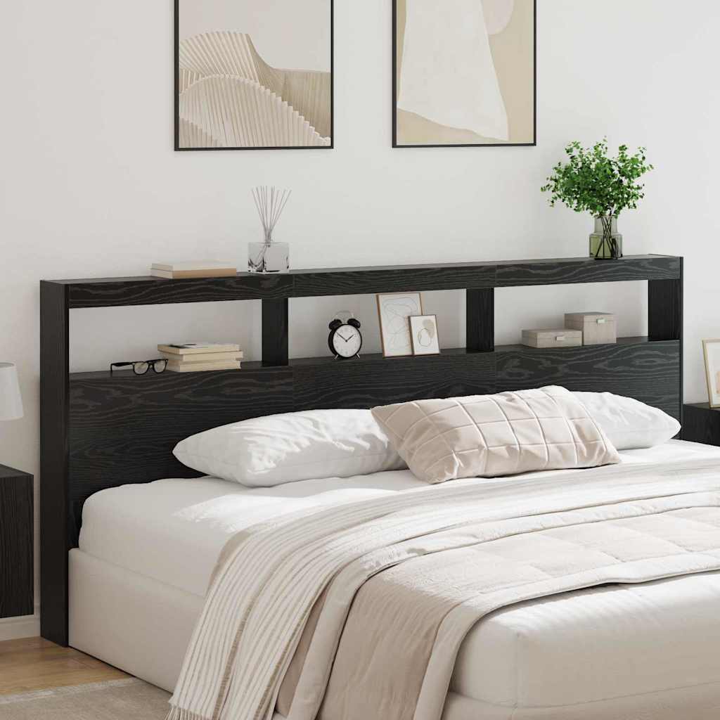 Headboard Black Oak 220 x 17 x 102 cm Engineered Wood