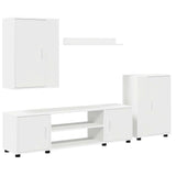 4 Piece TV Cabinet Set Wall-mounted White Engineered wood - Front View