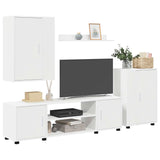 4 Piece TV Cabinet Set Wall-mounted White Engineered wood - Side View
