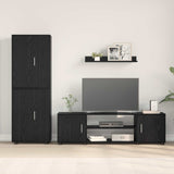TV Cabinet Set Black Oak Engineered wood - Top-Down View