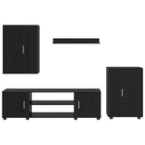 TV Cabinet Set Black Oak Engineered wood
