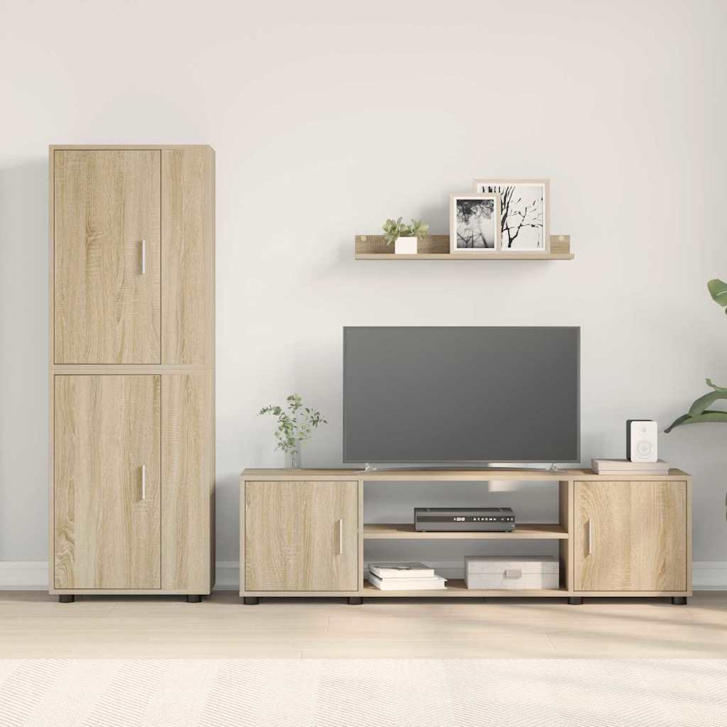 4 Piece TV Cabinet Set Wall-mounted Sonoma oak Engineered wood