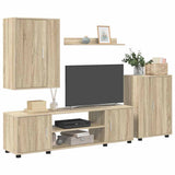 4 Piece TV Cabinet Set Wall-mounted Sonoma oak Engineered wood - Side View