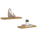 Wall Shelf 2 pcs Brown 60 x 23,5 x 3,8 cm Engineered Wood - Side View