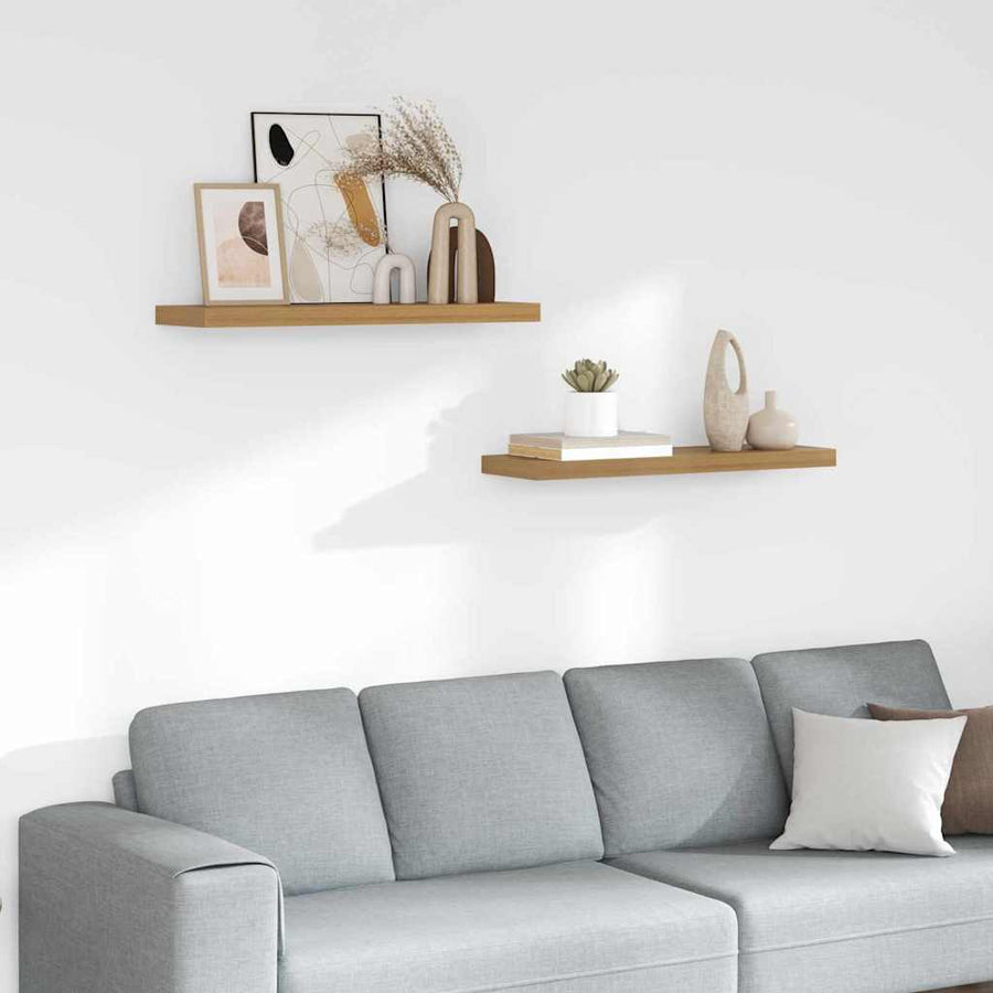 Wall Shelf 2 pcs Brown 80 x 23,5 x 3,8 cm Engineered Wood