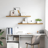 Wall Shelf 2 pcs Brown 120 x 23,5 x 3,8 cm Engineered Wood - Top-Down View