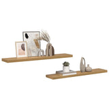 Wall Shelf 2 pcs Brown 120 x 23,5 x 3,8 cm Engineered Wood - Side View