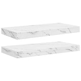 Wall Shelf 2 pcs White Marble 50 x 23.5 x 3.8 cm - Front View