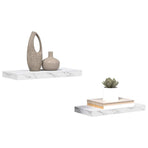 Wall Shelf 2 pcs White Marble 50 x 23.5 x 3.8 cm