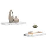 Wall Shelf 2 pcs White Marble 50 x 23.5 x 3.8 cm - Side View