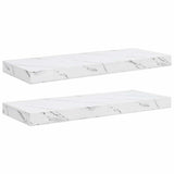 Wall Shelf 2 pcs White Marble 60 x 23,5 x 3,8 cm