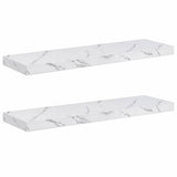 Wall Shelf 2 pcs White Marble 90 x 23,5 x 3,8 cm - Front View