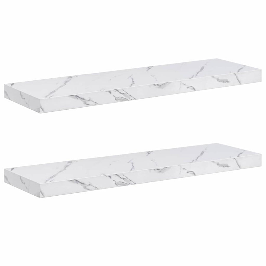 Wall Shelf 2 pcs White Marble 90 x 23,5 x 3,8 cm