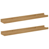 Wall Shelf 2 pcs Brown 60 x 9 x 3 cm Engineered Wood - Front View