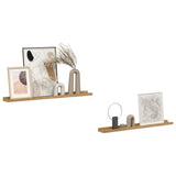 Wall Shelf 2 pcs Brown 80 x 9 x 3 cm Engineered Wood - Side View