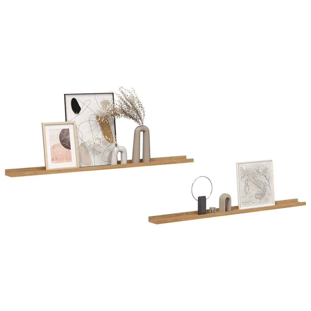 Wall Shelf 2 pcs Brown 115 x 9 x 3 cm Engineered Wood