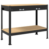 Workbench Black 114 x 54 x 91 cm Engineered Wood and Metal - Front View