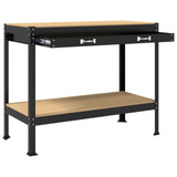 Workbench Black 114 x 54 x 91 cm Engineered Wood and Metal - 45-Degree Angle