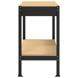 Workbench Black 114 x 54 x 91 cm Engineered Wood and Metal - Close-Up Angle