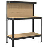 Workbench Black 114 x 54 x 145 cm Engineered Wood and Metal - Front View