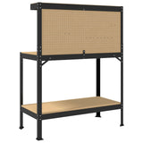 Workbench Black 114 x 54 x 145 cm Engineered Wood and Metal - Close-Up Angle