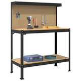 Workbench Black 114 x 54 x 145 cm Engineered Wood and Metal - Side View