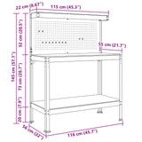 Workbench Black 114 x 54 x 145 cm Engineered Wood and Metal - Extra Image