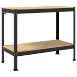Workbench Black 115 x 55 x 91 cm Engineered Wood and Metal - Front View