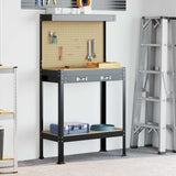 Workbench Black 81 x 41 x 145 cm Engineered Wood and Metal
