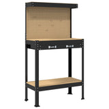 Workbench Black 81 x 41 x 145 cm Engineered Wood and Metal - Front View