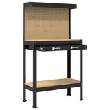 Workbench Black 81 x 41 x 145 cm Engineered Wood and Metal - 45-Degree Angle