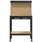 Workbench Black 81 x 41 x 145 cm Engineered Wood and Metal - Rear View