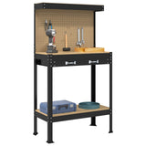 Workbench Black 81 x 41 x 145 cm Engineered Wood and Metal - Side View
