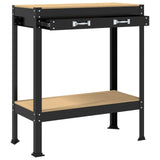 Workbench Black 80 x 40 x 91 cm Engineered Wood and Metal - 45-Degree Angle