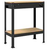 Workbench Black 80 x 40 x 91 cm Engineered Wood and Metal - Low Angle