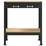 Workbench Black 80 x 40 x 91 cm Engineered Wood and Metal - Rear View