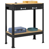 Workbench Black 80 x 40 x 91 cm Engineered Wood and Metal - Side View