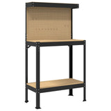 Workbench Black 81 x 41 x 145 cm Engineered Wood and Metal - Front View