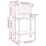 Workbench Black 81 x 41 x 145 cm Engineered Wood and Metal - Extra Image