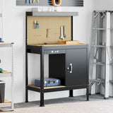Workbench Black 90 x 49 x 141 cm Engineered Wood and Metal