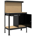 Workbench Black 90 x 49 x 141 cm Engineered Wood and Metal