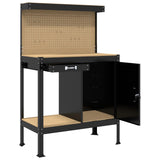 Workbench Black 90 x 49 x 141 cm Engineered Wood and Metal - 45-Degree Angle