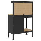 Workbench Black 90 x 49 x 141 cm Engineered Wood and Metal - Low Angle
