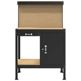 Workbench Black 90 x 49 x 141 cm Engineered Wood and Metal - Rear View