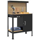 Workbench Black 90 x 49 x 141 cm Engineered Wood and Metal - Side View