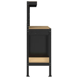 Workbench Black 90 x 49 x 141 cm Engineered Wood and Metal - Close-Up Angle