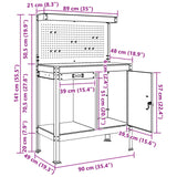 Workbench Black 90 x 49 x 141 cm Engineered Wood and Metal