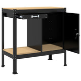 Workbench Black 90 x 49 x 91 cm Engineered Wood and Metal - 45-Degree Angle